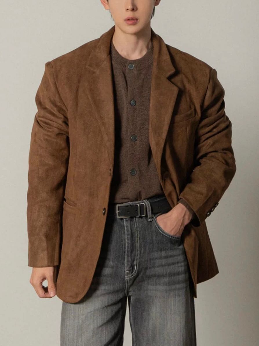 淨色猄皮西裝褸 OWN-116JK