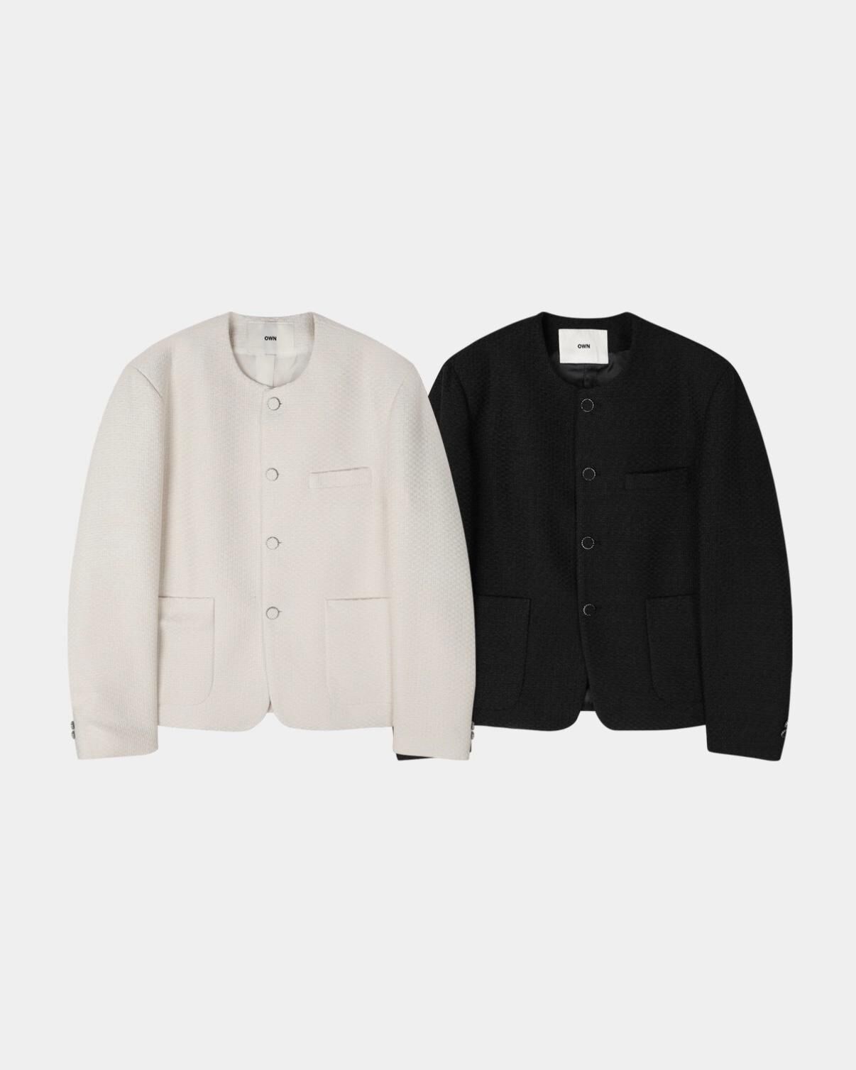 暗紋圓領開胸外套 OWN-118JK