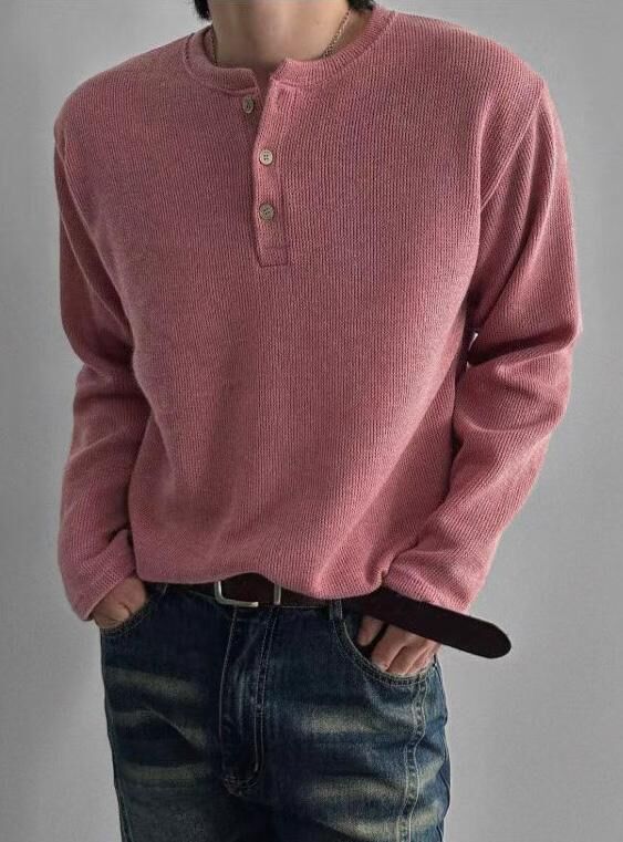 淨色半開胸長袖衫 OWN-121T