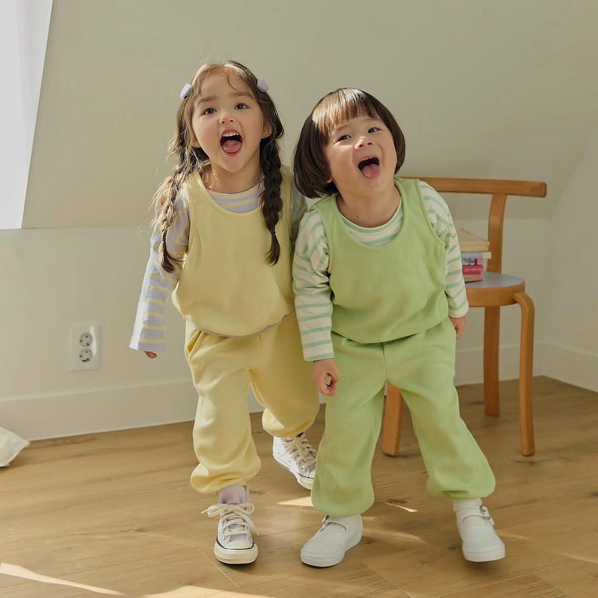 90-150 DB 糖果色背心+長褲套裝 4色