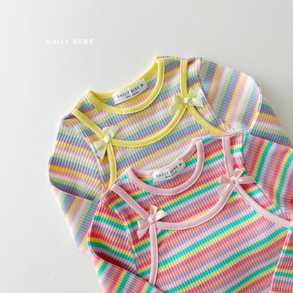 90-150 DB 彩虹條紋層疊上衣 2色