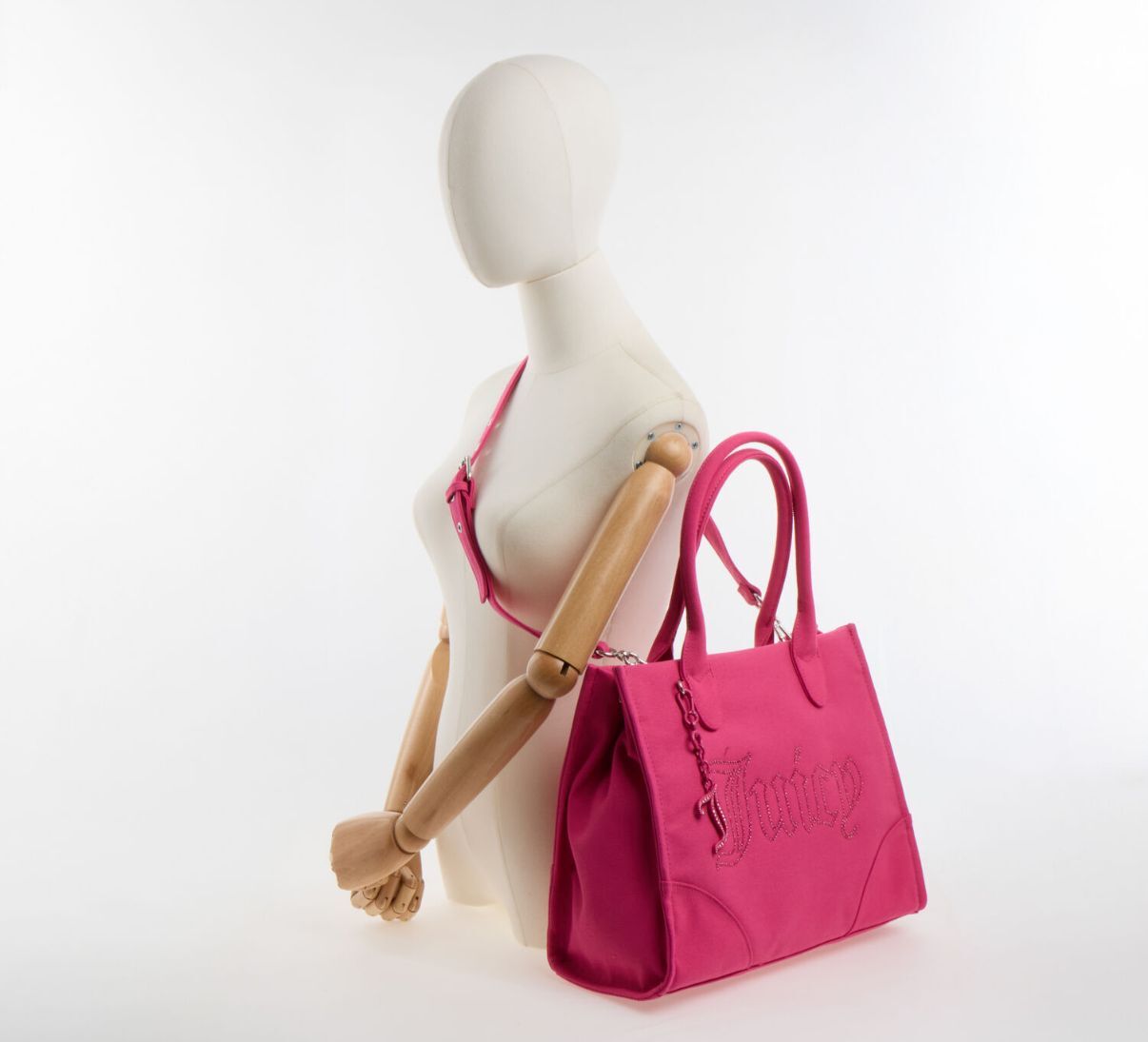 英國代購 (獨立訂單)-JUICY COUTURE Black Canvas Embellished Logo Crossbody Bag M