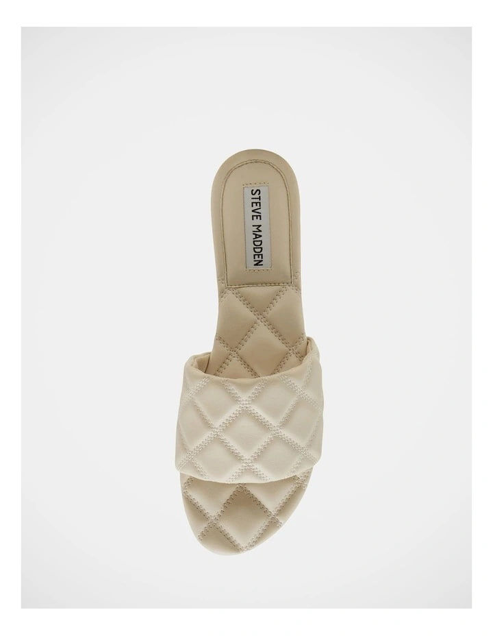 [S] STEVE MADDEN BONE PERRIE QUILTED SLIDE SANDAL, 00291-BONE (SZZ1069)