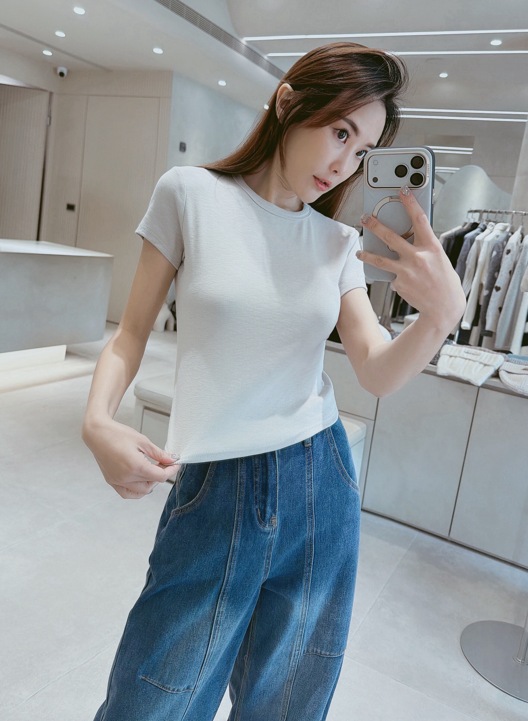 百搭彈力細紋合身棉質衣