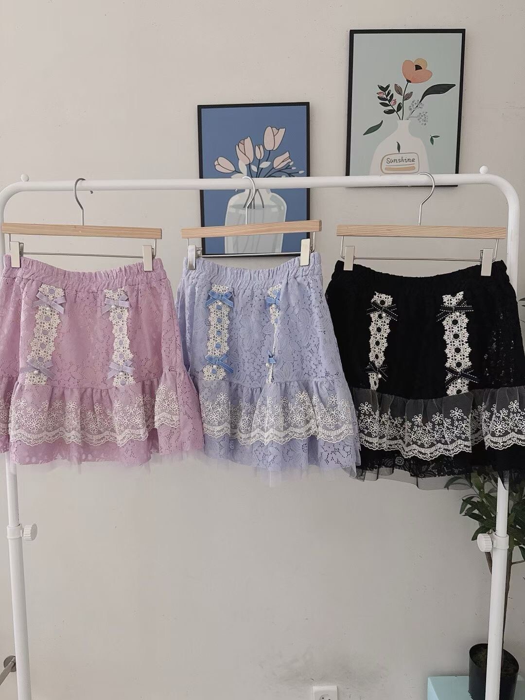 小蝴蝶結蕾絲短裙