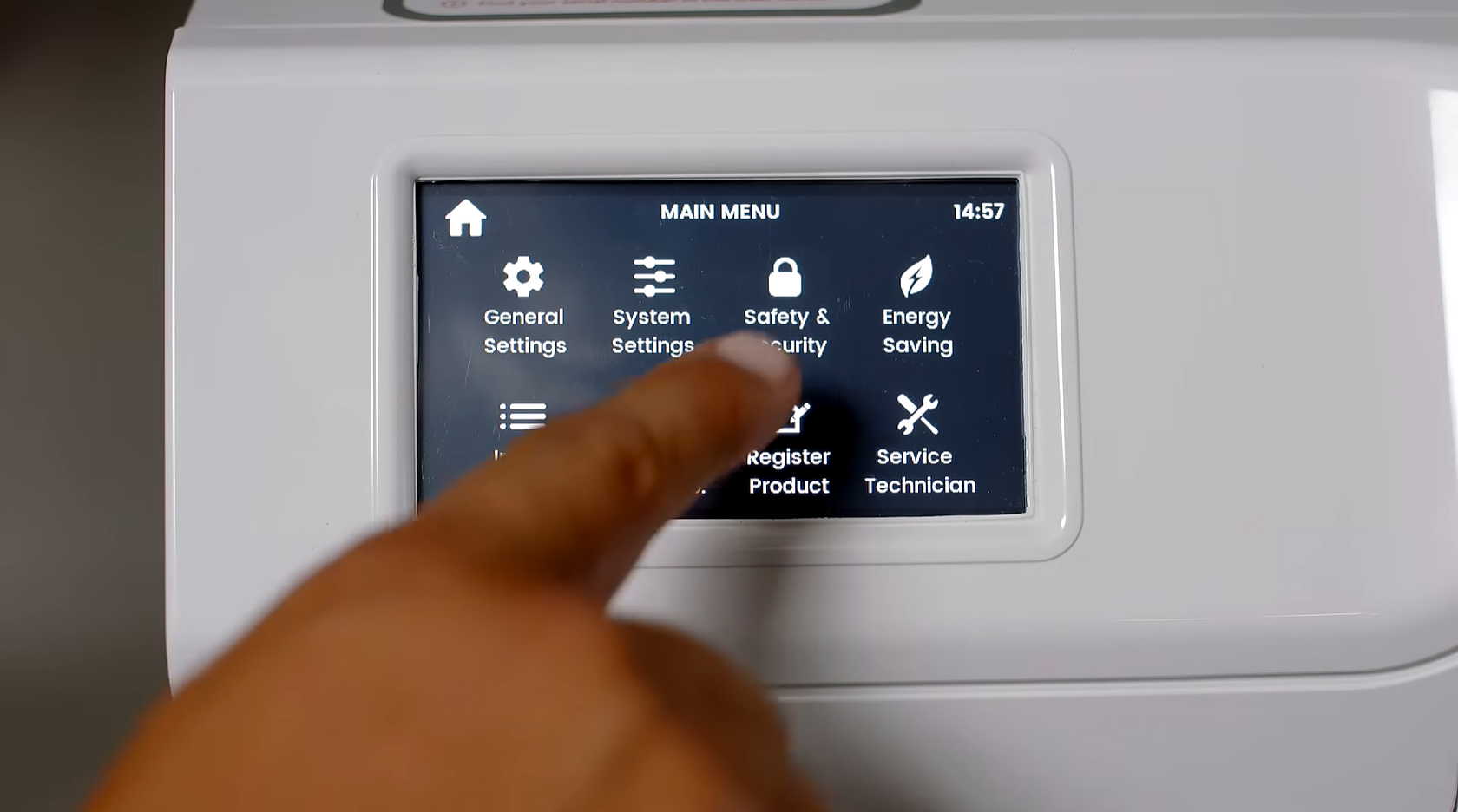 G5控制中心熱水安全設定選單介面