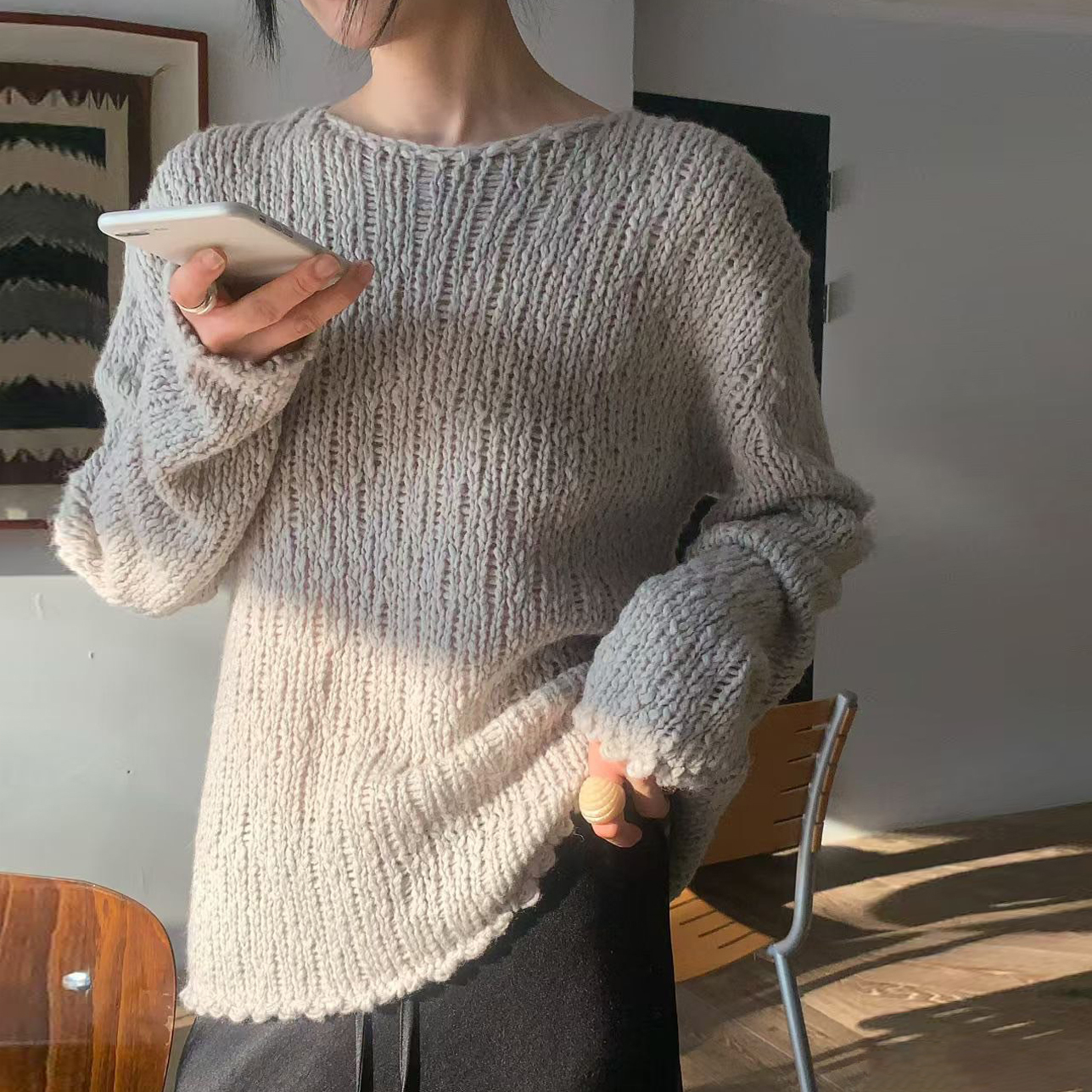 簡約色系圓領立體針織上衣毛衣 / 4色