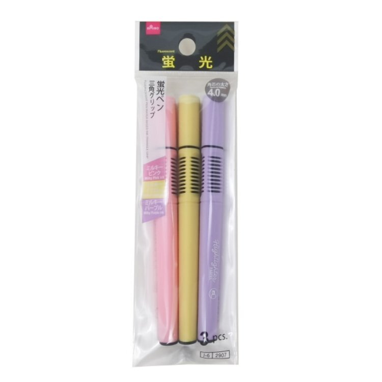 螢光筆/三角握柄 3入
