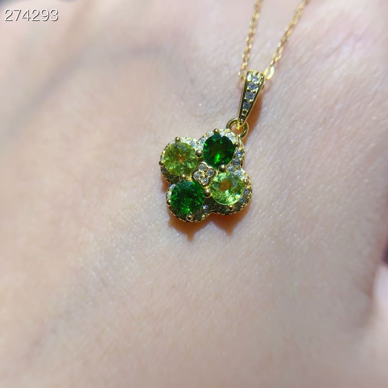 招財幸運草｜項鍊｜透輝石＆橄欖石