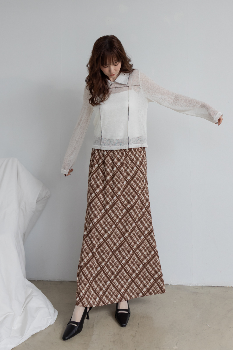 撞色考邊織紋翻領針織衫