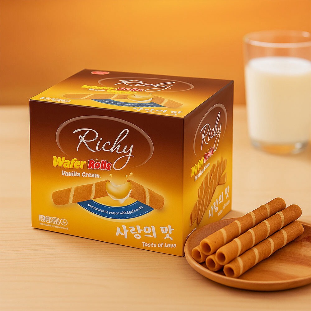 瑞奇 爆漿捲心三兄弟 盒裝(內有20小包) (巧克力 / 草莓 / 香草)