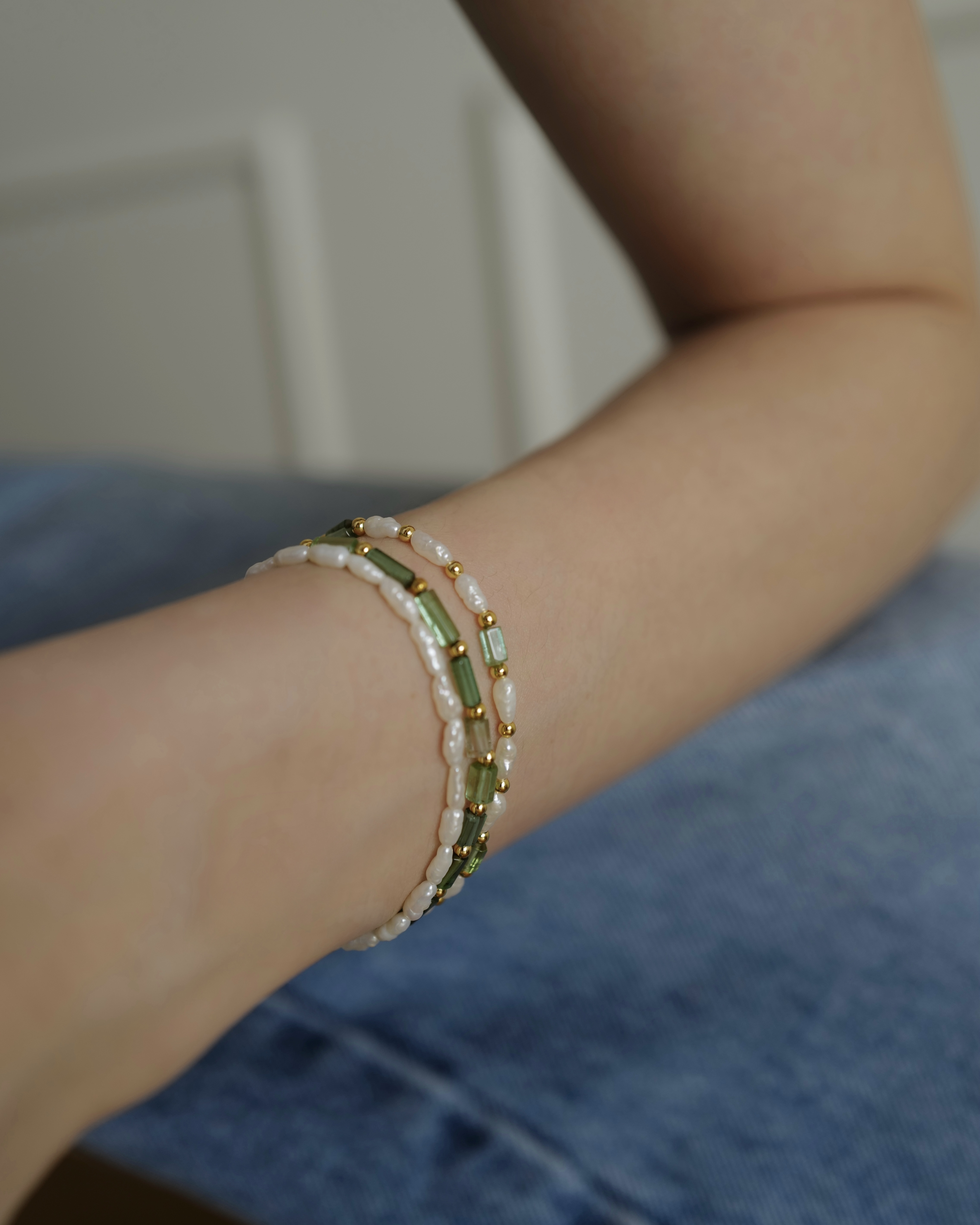 Moss Green-Pure｜米粒珍珠手鏈