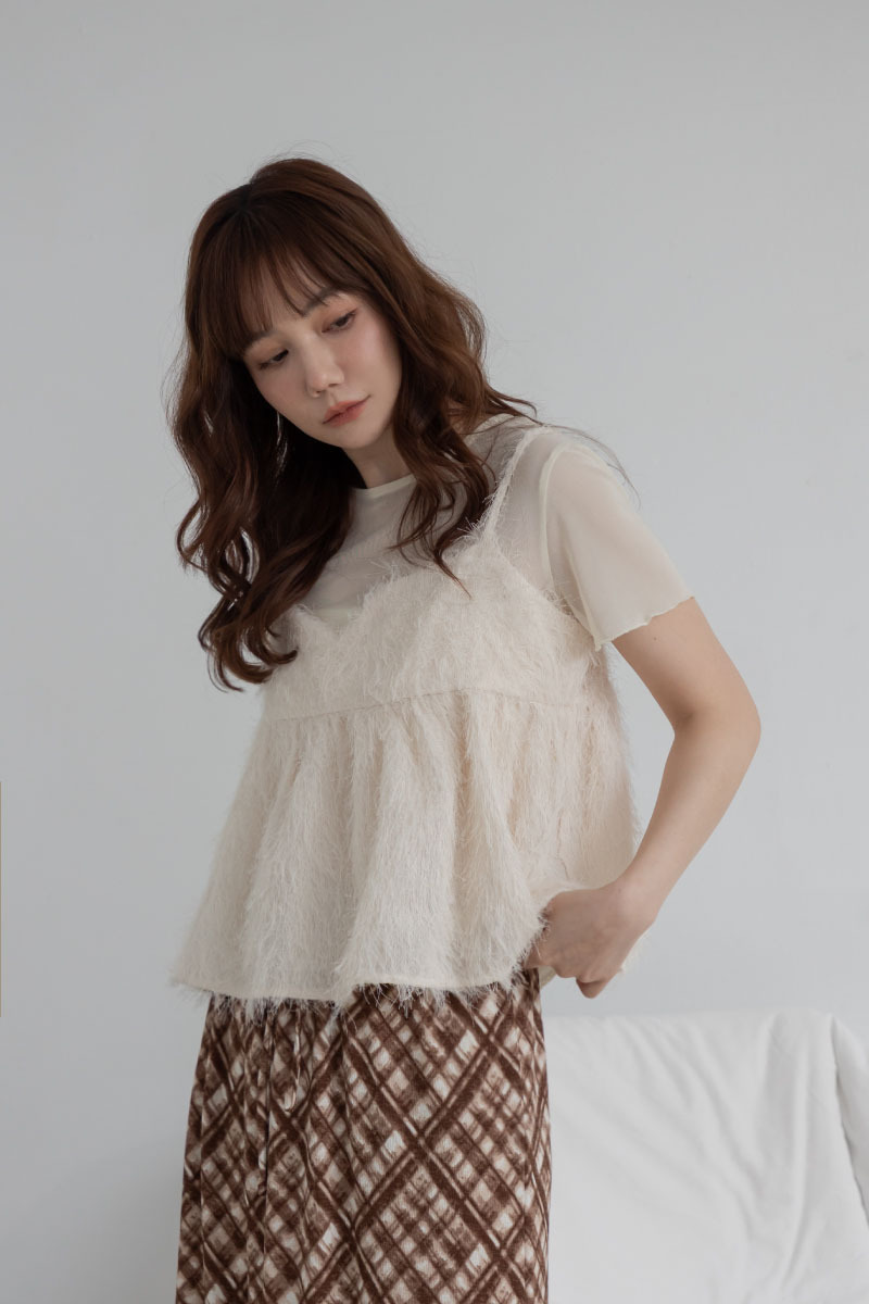 羽毛感兩件式層次套裝