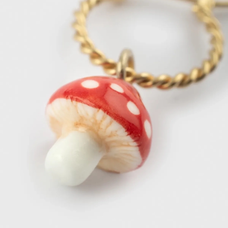 紅蘑菇迷你圈型耳環-單只