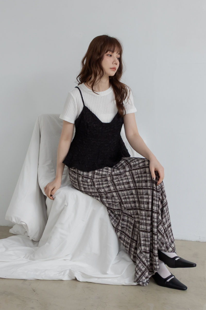 柔軟混紡華夫格上衣