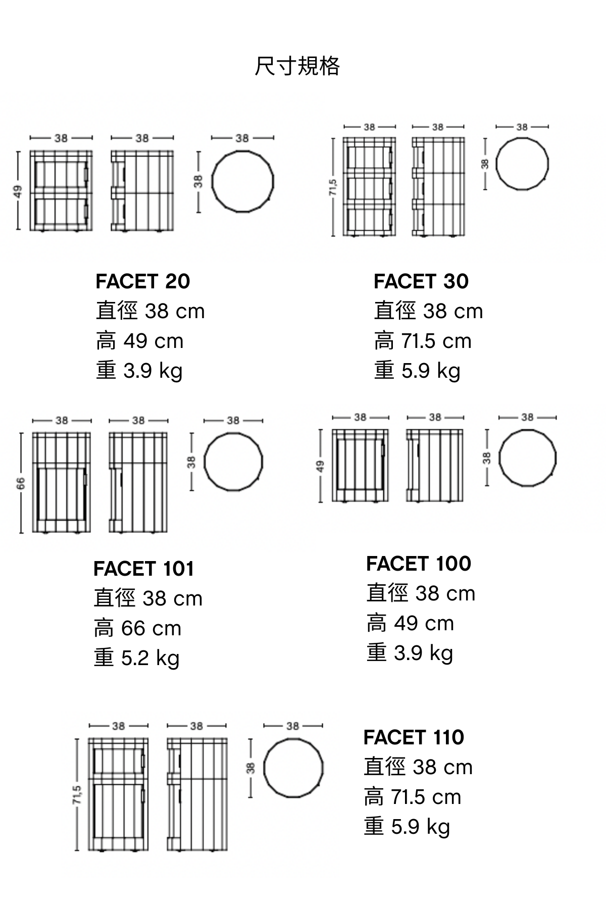 hay facet 尺寸規格一覽