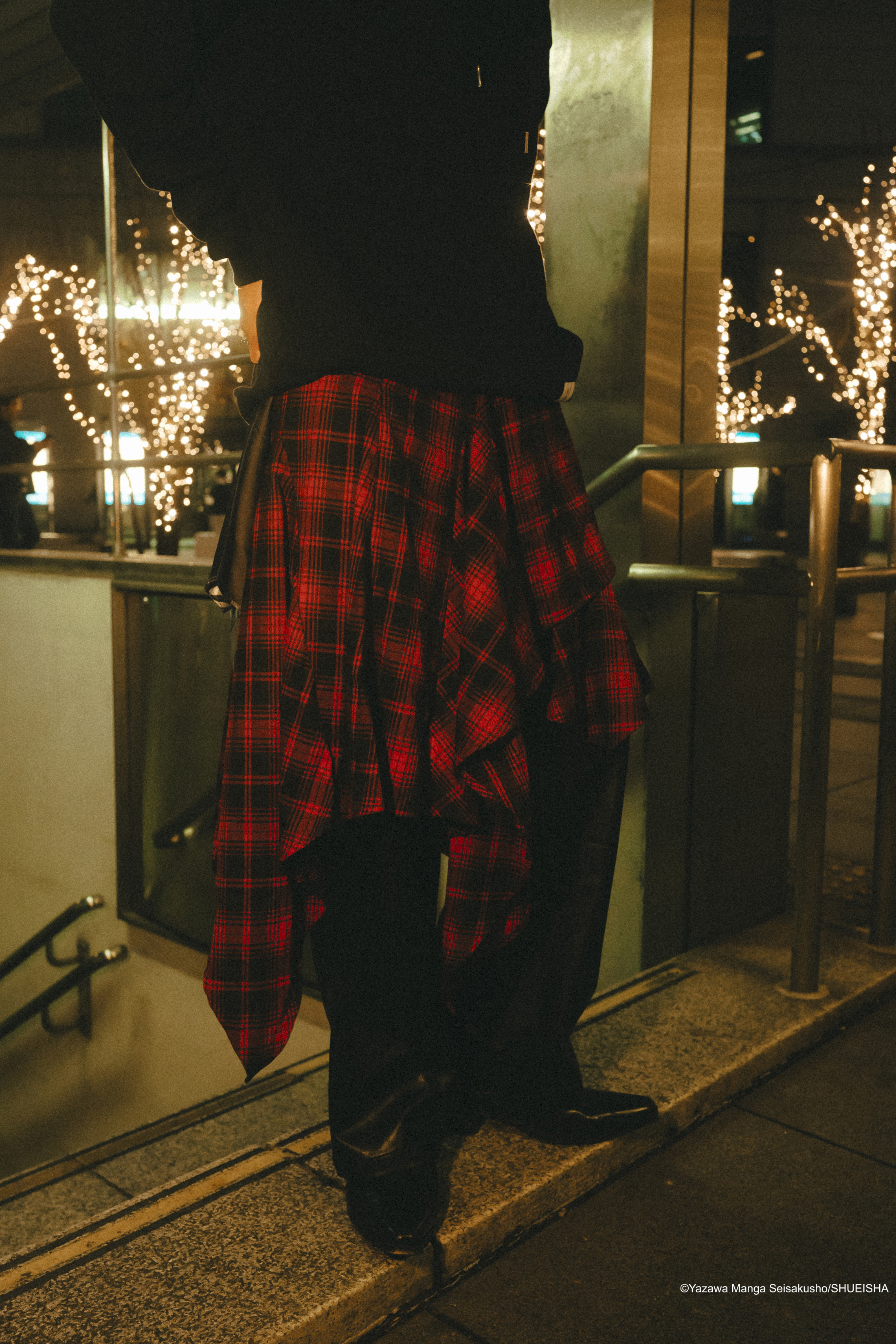 NANA 紅色格紋不規則長裙