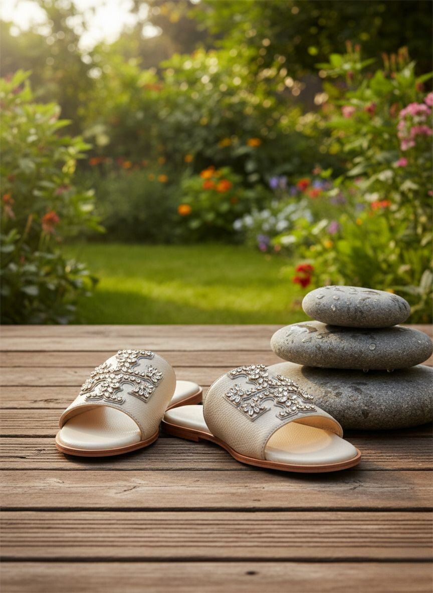 【預購】Tory Burch K022501 Everly 綴飾涼拖鞋 (焦糖牛奶色)