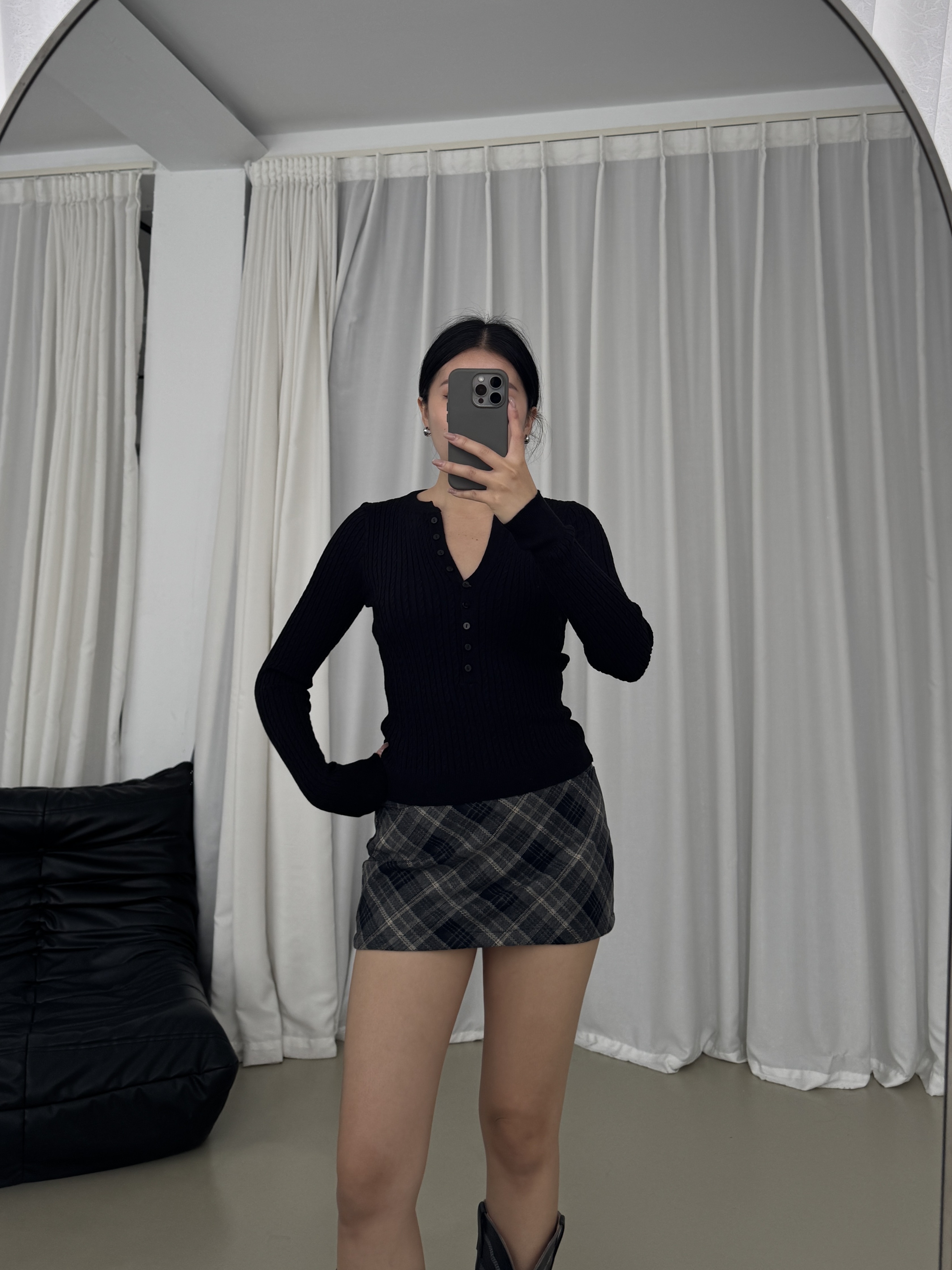 BM風☕️V領麻花針織薄上衣(2色)