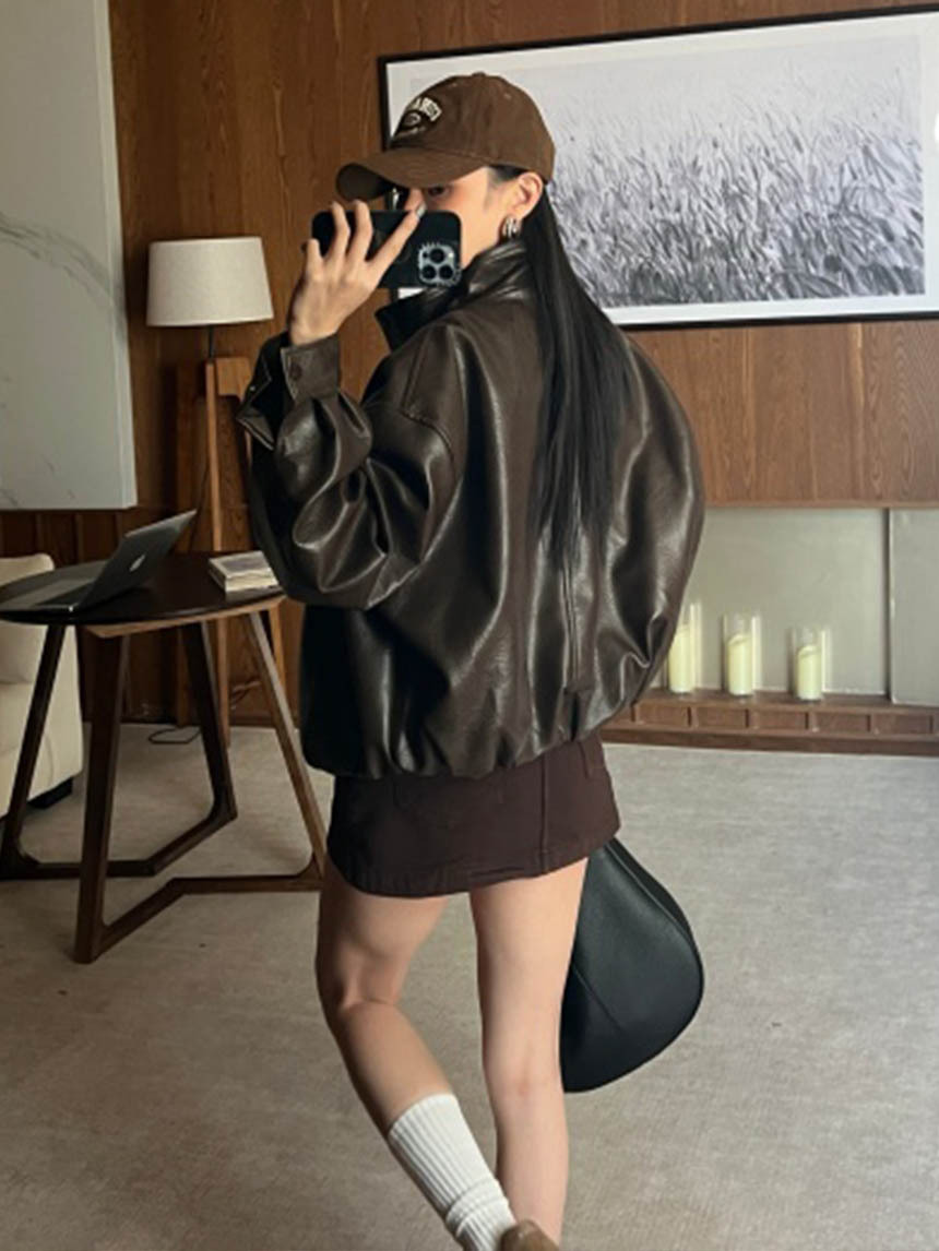 春款帥氣立領皮外套*3色