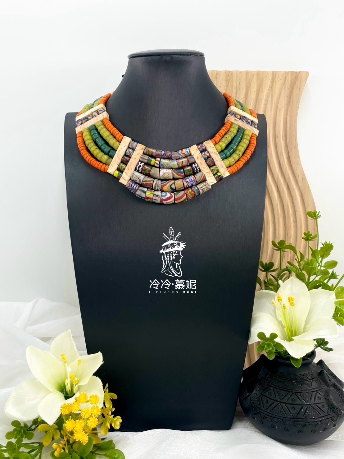 No.15傳統花珠五排頸鍊35cm