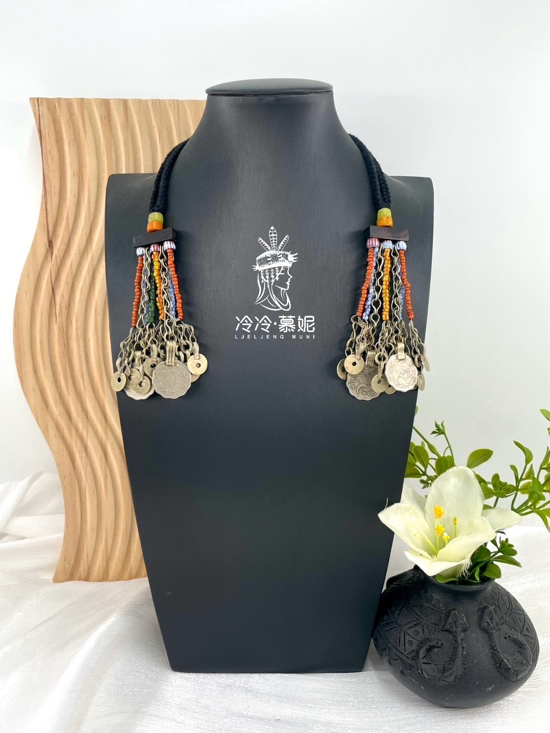 W-No.01 貿易老珠少女耳掛12cm