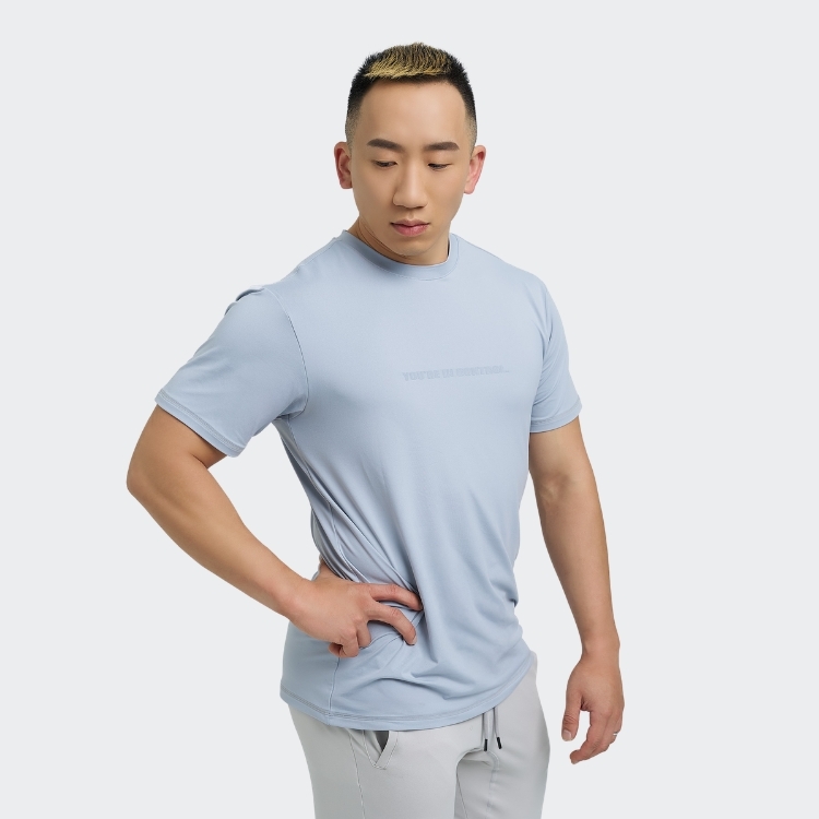 托瑪斯經典素色男短袖（灰藍色）