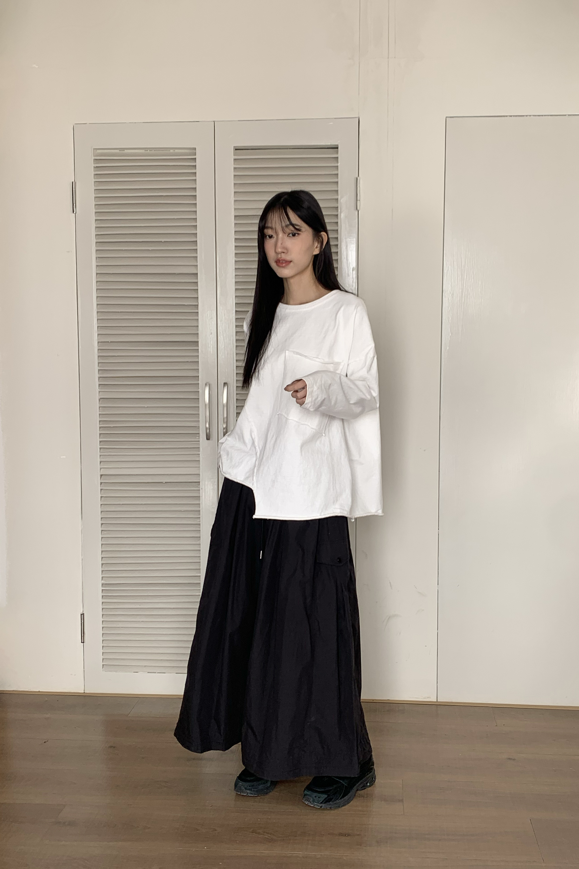 設計感口袋寬版長袖t 2色