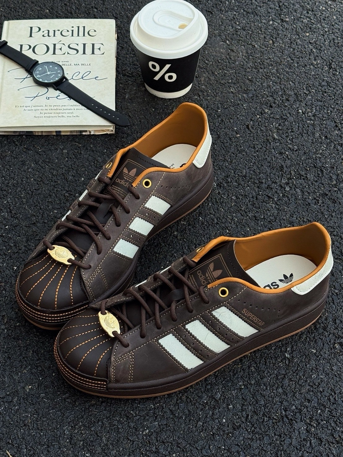海外限定新款 ADIDAS SUPERSTAR 棕調 老錢風 油蠟皮 貝殼頭