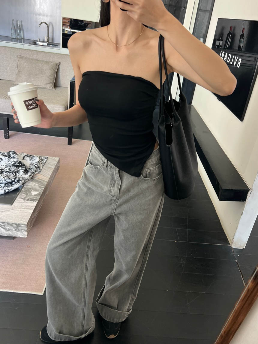 平口下襬不規則抹胸背心*3色