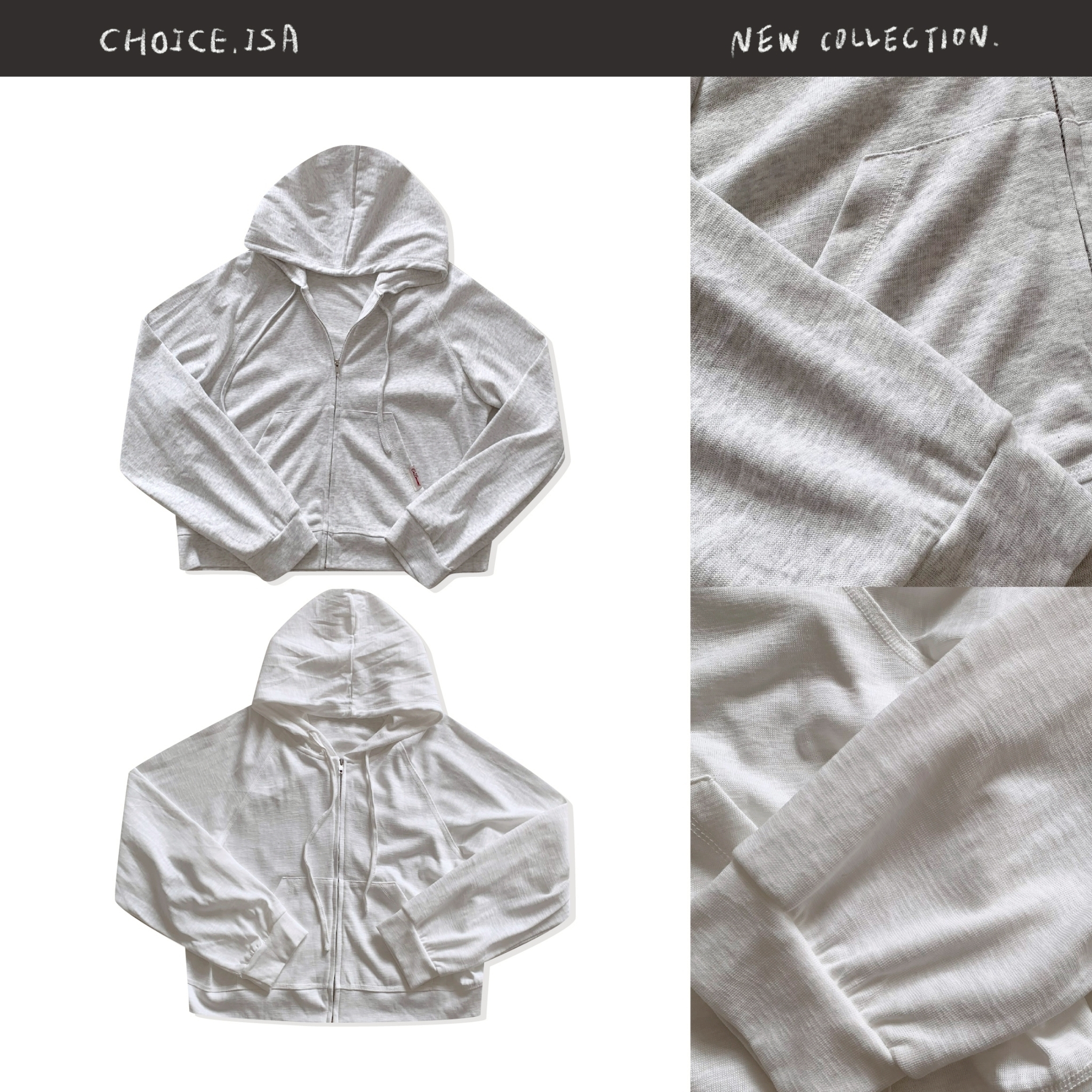 ISA_spring call 輕薄竹節棉連帽拉鍊外套_61047