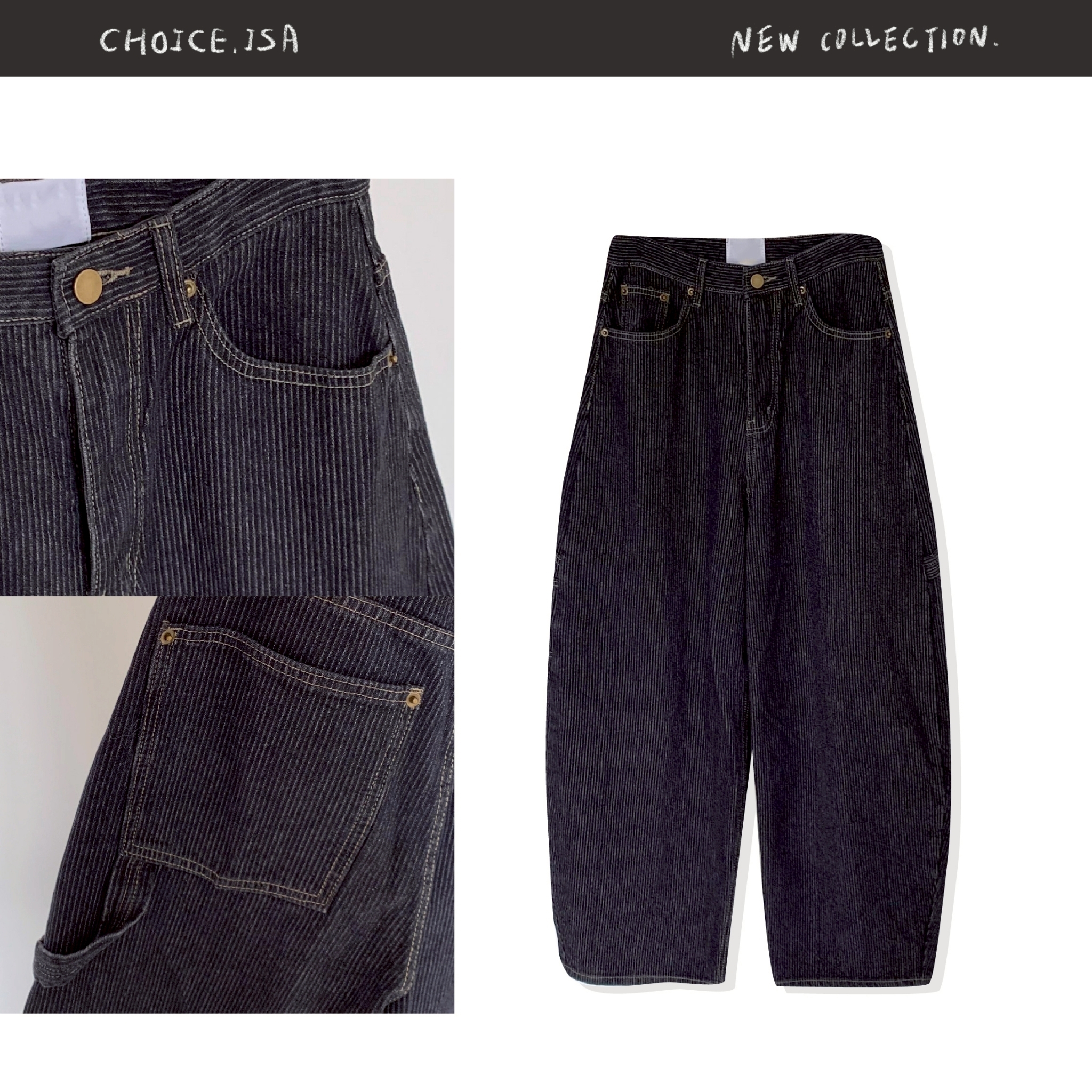 ISA_本期代表作 復古感美式條紋牛仔褲_61034
