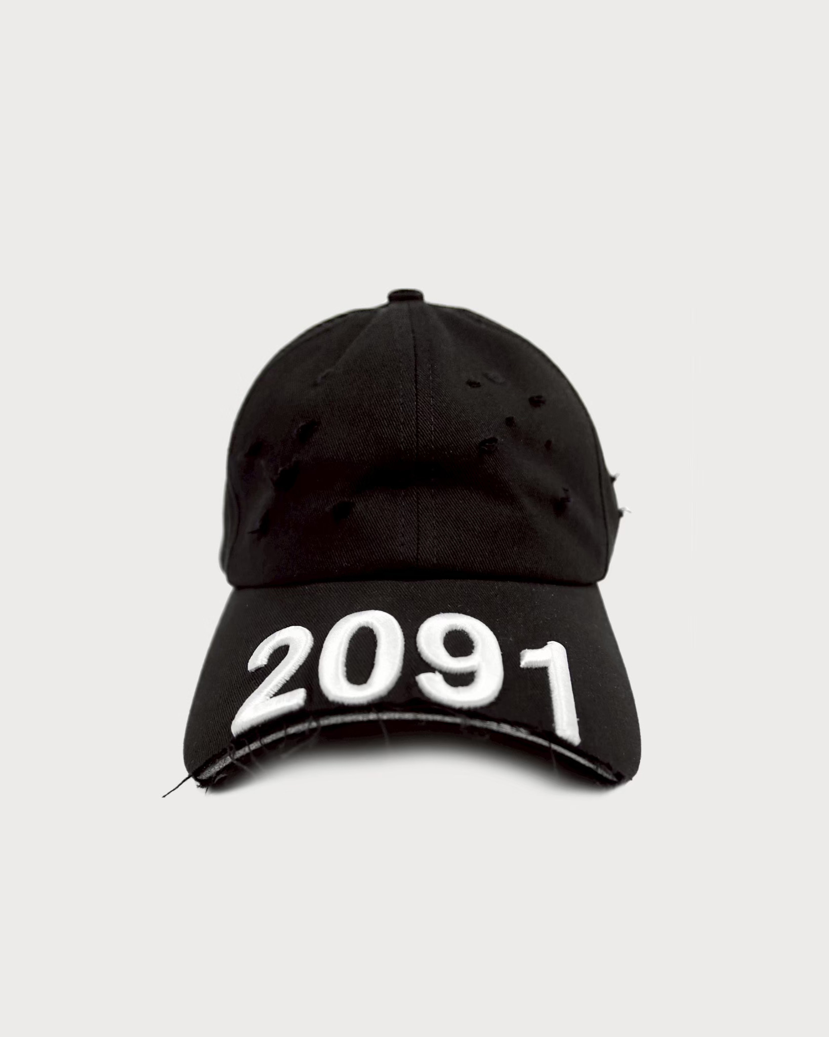 Bornrich 2091 切割做舊棒球帽 - 黑色