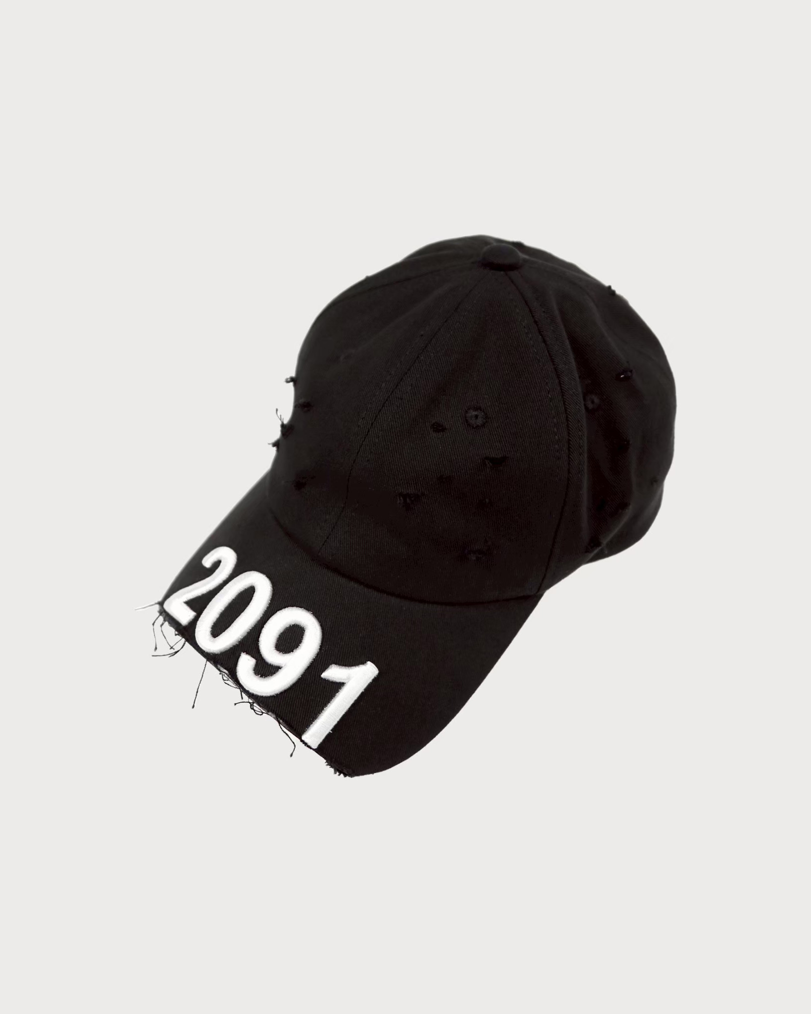 Bornrich 2091 切割做舊棒球帽 - 黑色