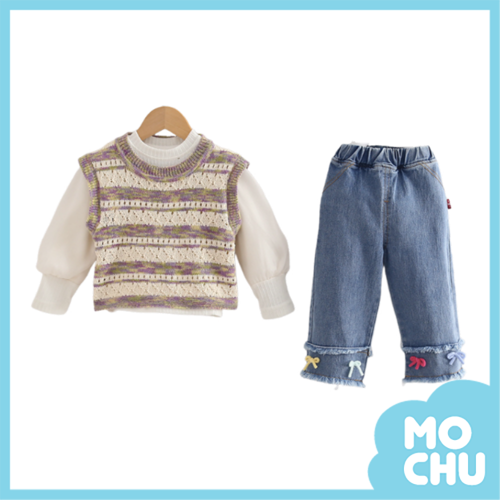 雲彩針織背心三件式套裝(二色)