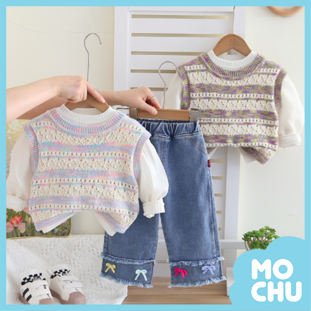 雲彩針織背心三件式套裝(二色)