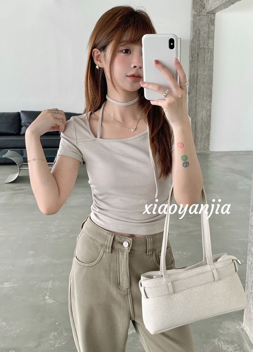 單繩繞脖造型棉質衣