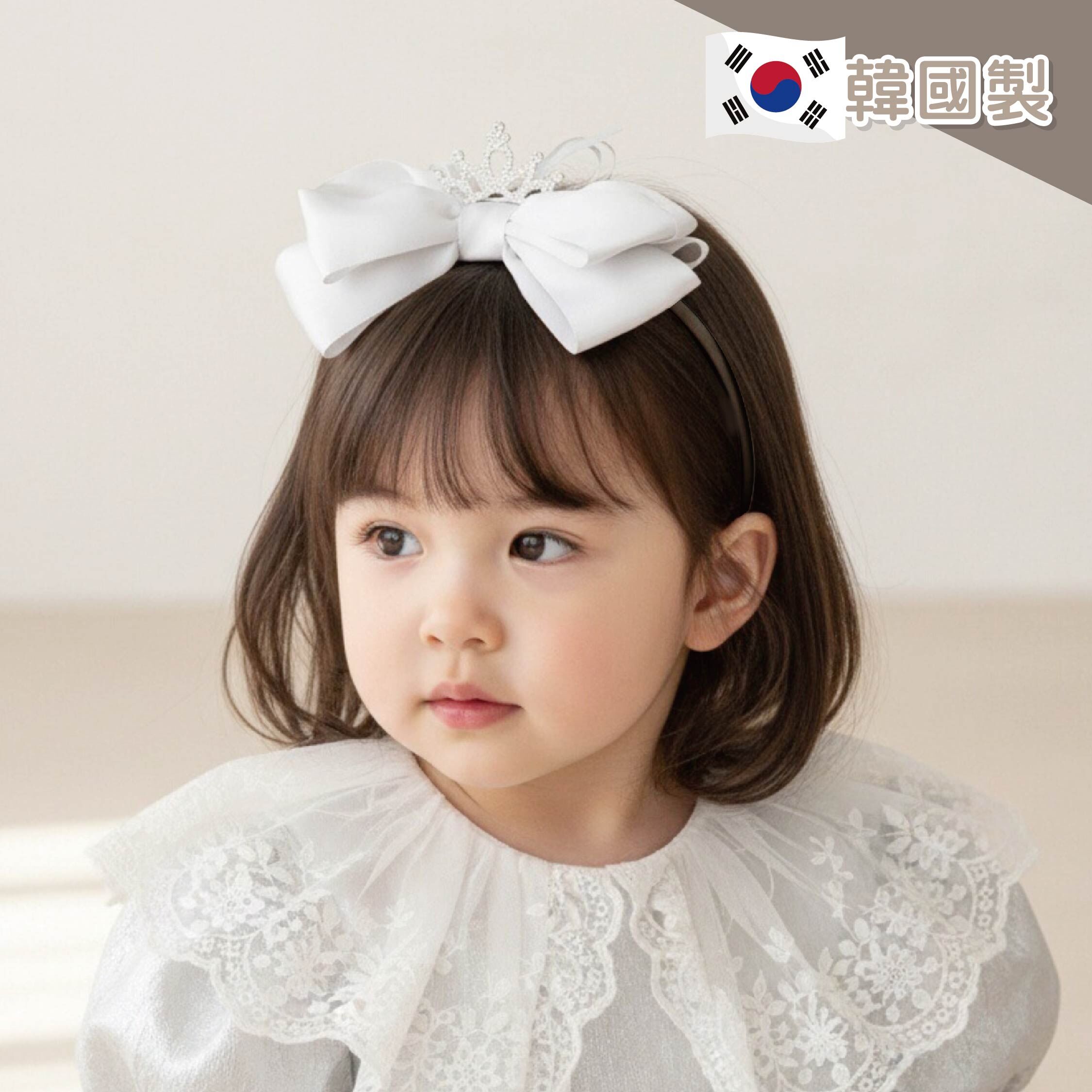 【JA0445】法式皇冠絲緞大蝴蝶結髮箍