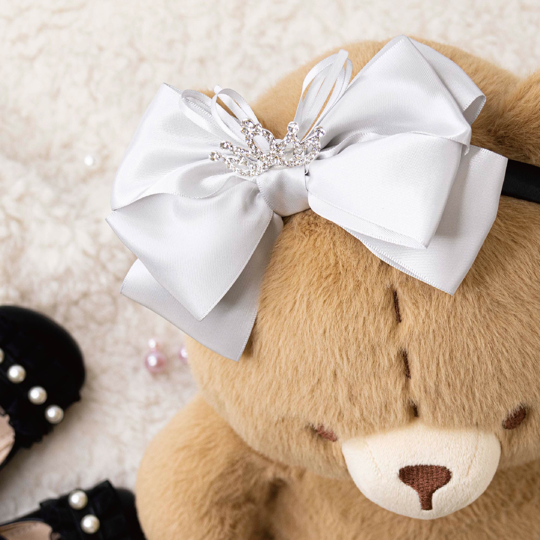 【JA0445】法式皇冠絲緞大蝴蝶結髮箍