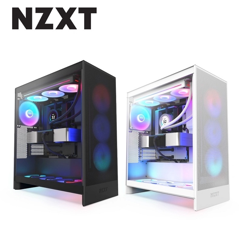 NZXT 恩傑 H7 Flow RGB 玻璃透側電腦機殼 黑色CM-H72FB-R1/白色CM-H72FW-R1(核心扇)