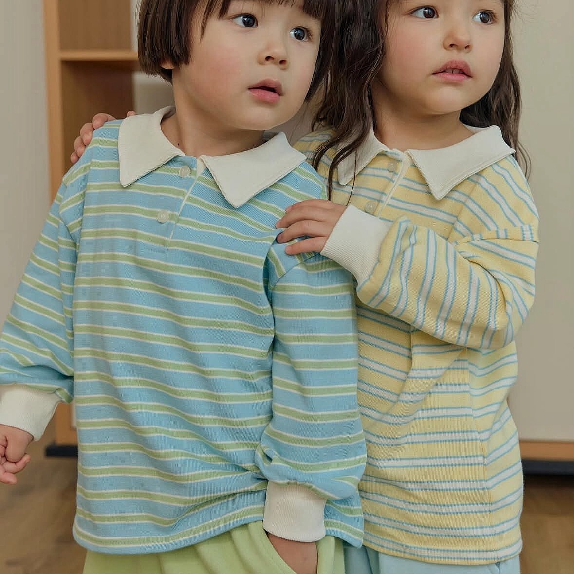 90-150 DB 清爽條紋polo上衣 2色