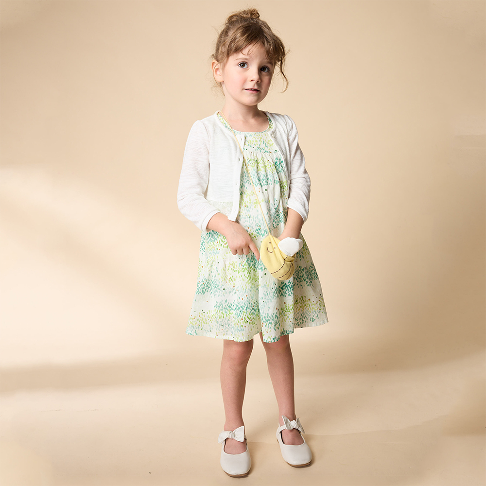 PIPPY 清新春漾印花圓領背心洋裝+小蜂蜜造型包