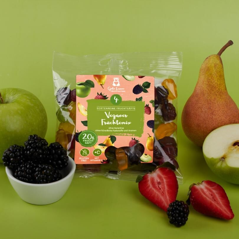 (預購商品)  德國 Gute Laune 純素天然綜合果汁軟糖 可愛水果造型 150g 袋裝