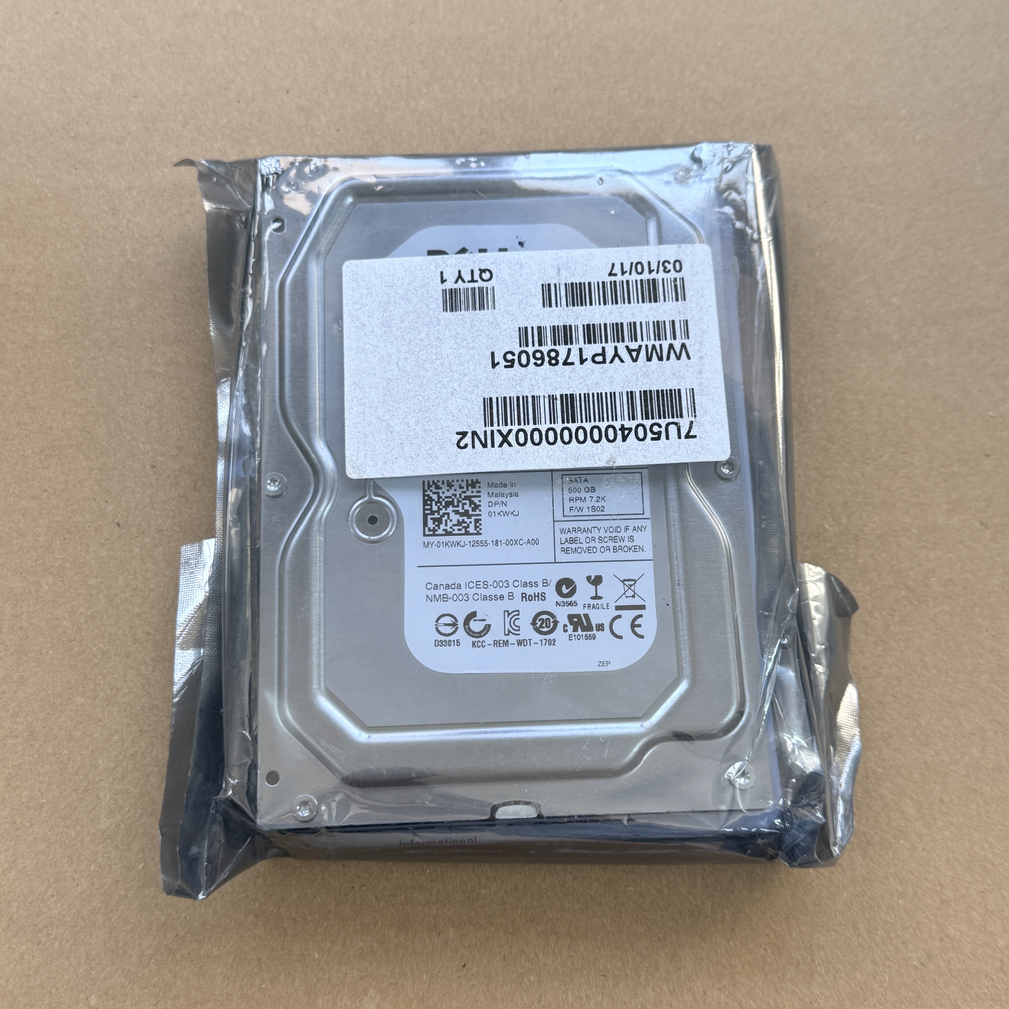 7U504 DELL 3.5" 500GB 7.2K SATA HDD (翻新)
