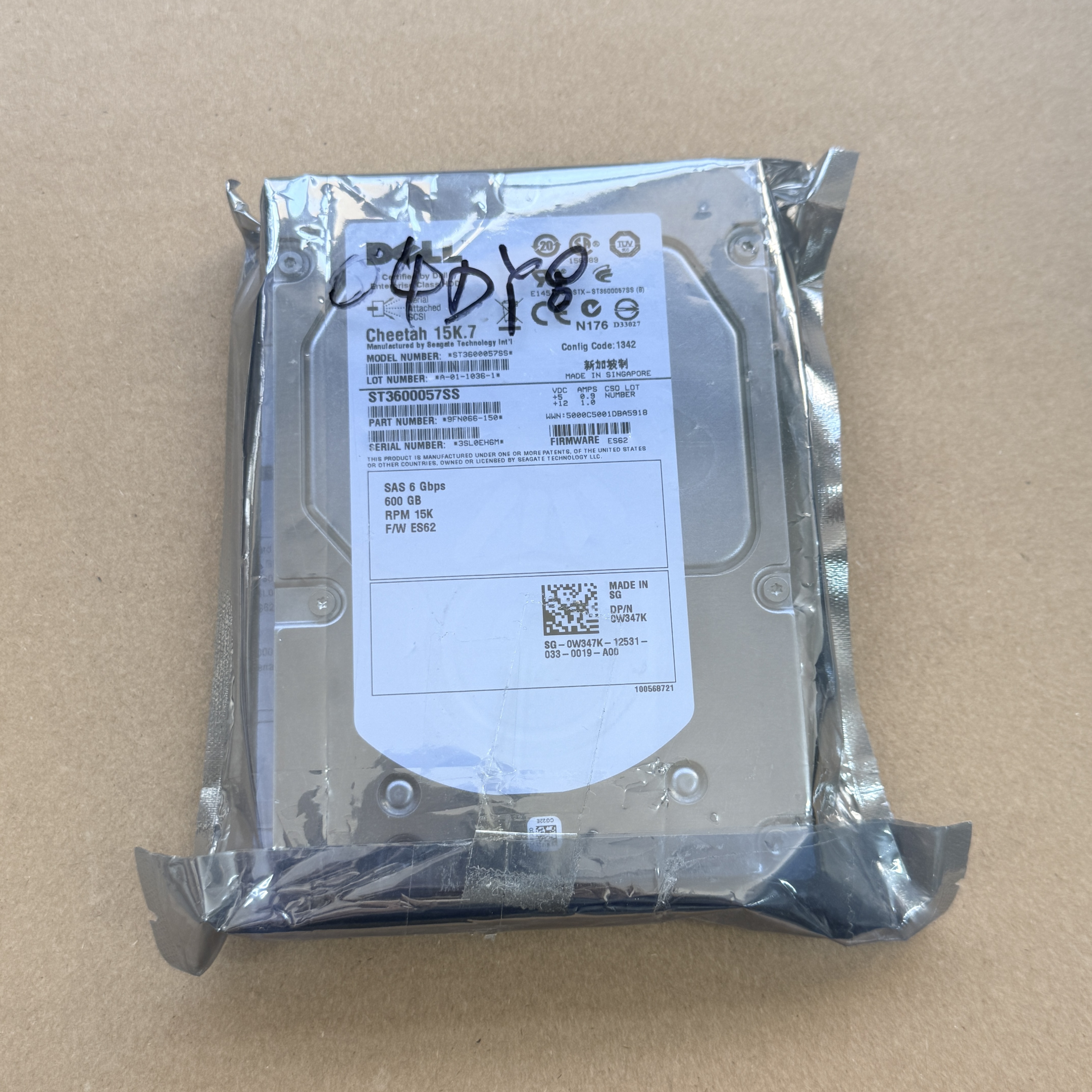 C4DY8 DELL 3.5" 600GB 15K SAS HDD (翻新)