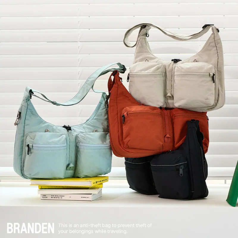 HOU-LLG0226-016 [Branden Safe Plus] Cross Bag | 隨身防盜可擴展斜孭袋 (A16 Ash Black/B16 Pale Mint/C16 Warm Gray/F16 Deep Orange)