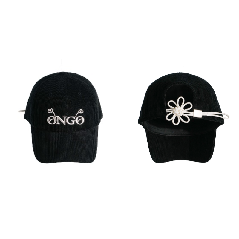 ACC-CCG0226-022 CORDUROY LOGO FLOWER CAP Black (A22)