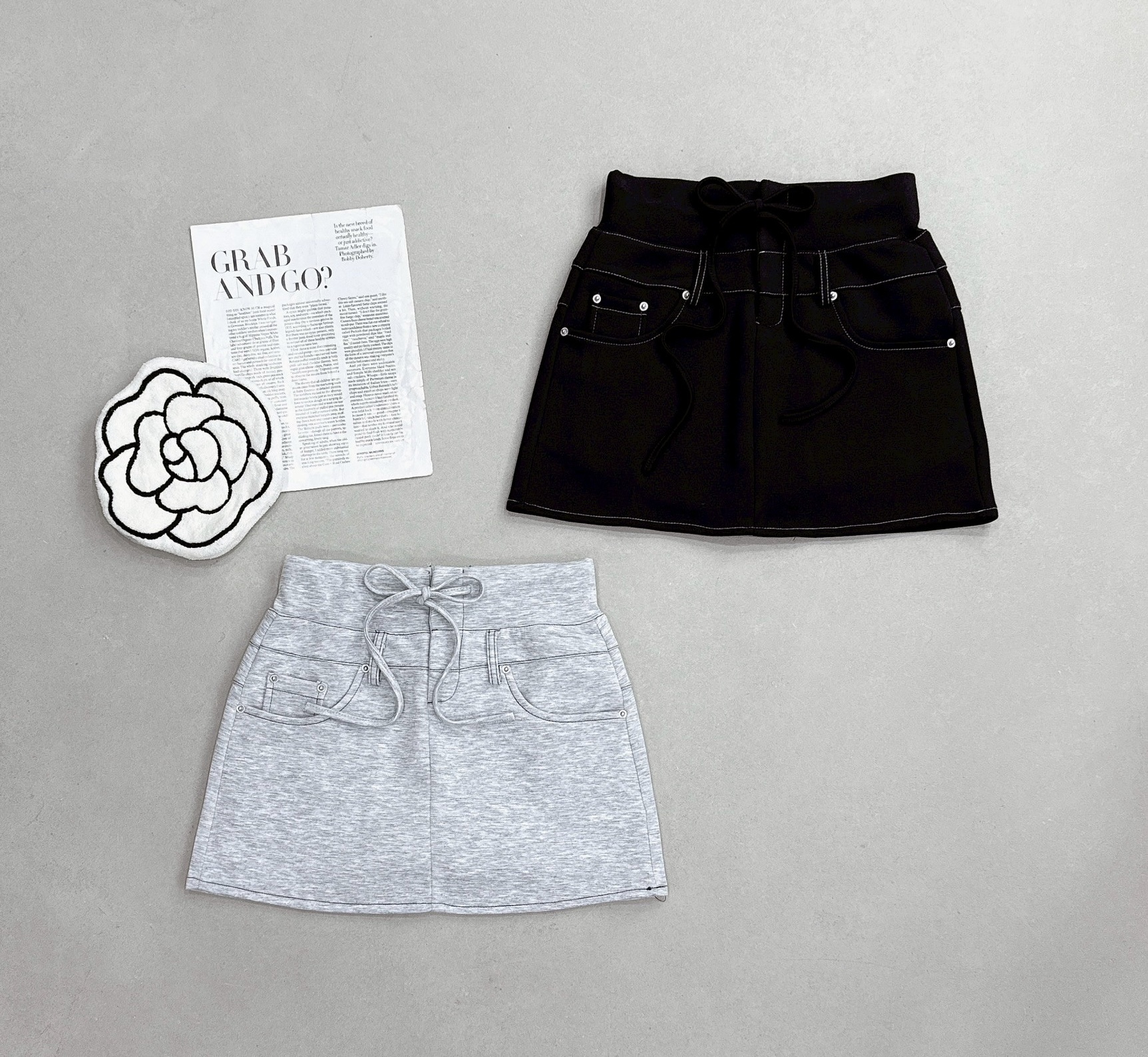 高腰抽繩車線太空棉褲裙 2682