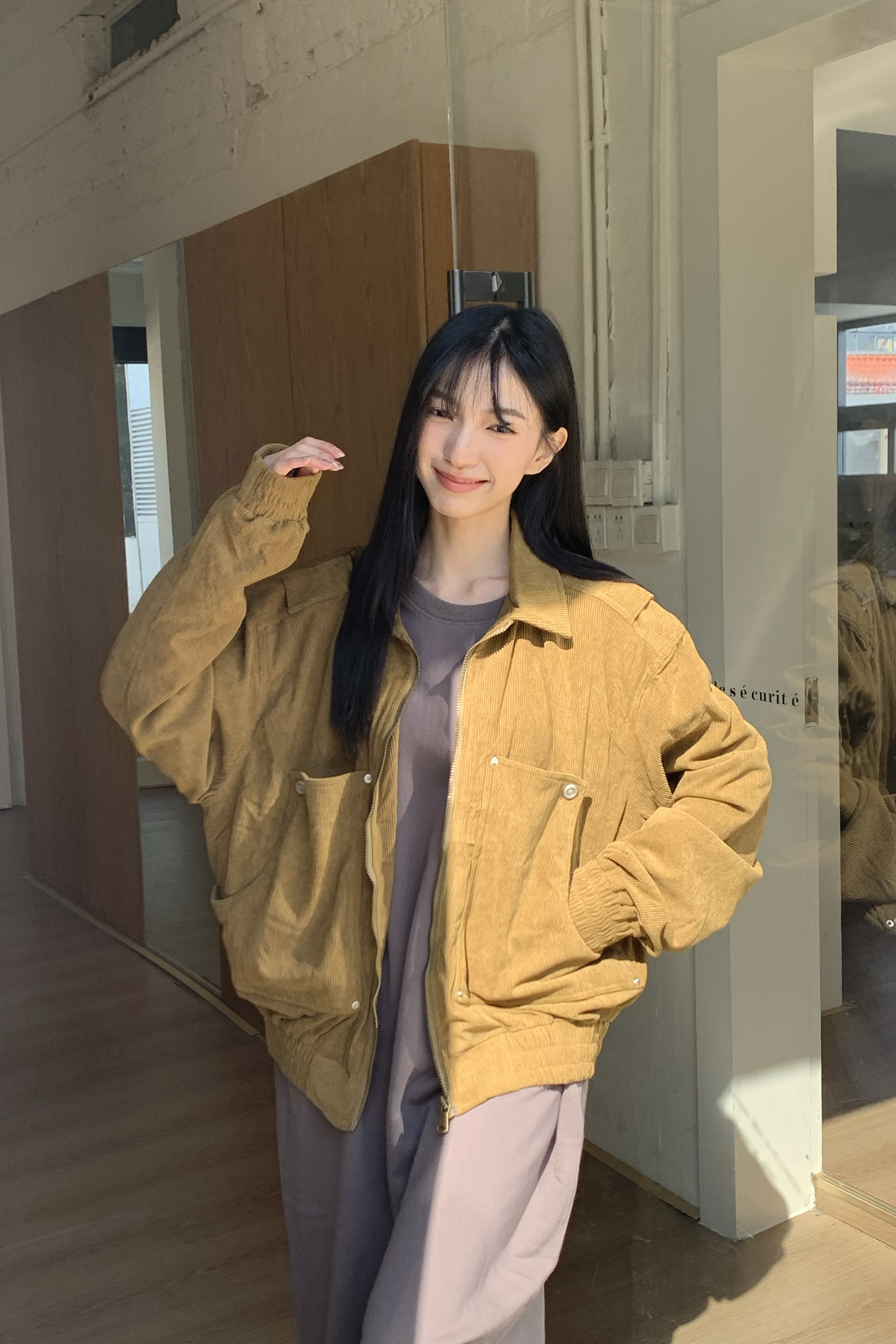 復古拼接感燈芯絨外套 2色