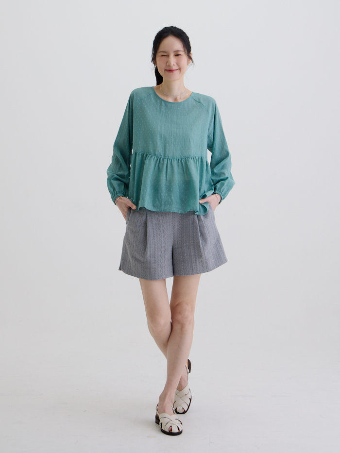 精靈斑點拉克蘭長袖上衣-薄青